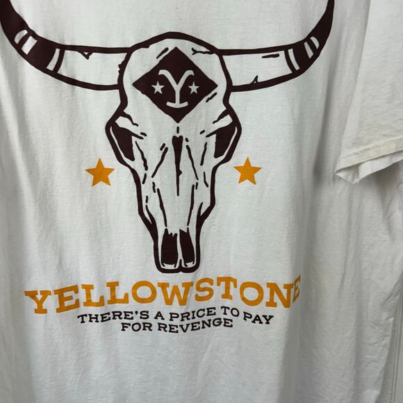 Yellowstone Men Graphic Skull Western Short Sleeve Tshirt Cotton White Size XL - Picture 2 of 5